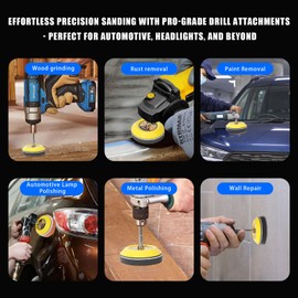133 Pcs Polieraufsatz Akkuschrauber, 75mm Schleifpapier Klett, Scheinwerfer Aufbereitung Set, Schleifaufsatz für Akkuschrauber Bohrmaschine, Schleifteller Polieraufsatz Akkuschrauber 60 to 10000