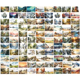 The Drawn Animal Art Box - 100 Postcards of Animals Drawn in Watercolours - 100 Different Designs (100 Painted Landscapes)