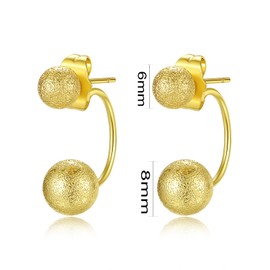 Yulovee 9ct Yellow Gold Plated Stud Earrings,Matt Ball Hoop Earrings for Women.