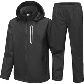 Men's Rain Suit Waterproof Lightweight Hooded Rainwear for Golf, Hiking, Travel, Running