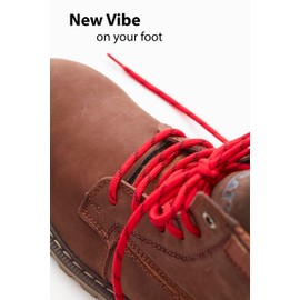 Premium Round Boot Laces [1 Pair] Heavy Duty Shoelaces for Hiking, Work, Martens, Outdoor Activities (Red/Black, 72"/183cm)