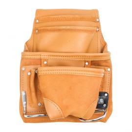 ToolTreaux 10 Pocket Heavy Duty Leather Tool Pouch for Carpentry Electrician Tools DIY Contractor Bags, 12 x 10 Inches