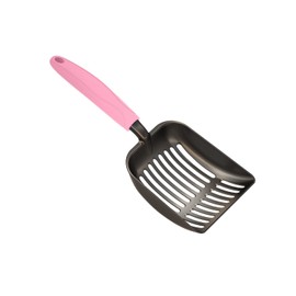 WePet Cat Litter Scoop, Non-Stick Plated Aluminum Alloy Sifter, Kitty Durable Metal Scooper, Deep Shovel, Long Handle, Kitten Pooper Lifter, Size Medium, Coated Black Body with Orange Handle