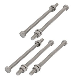 Sourcingmap 5 Set M6x100mm 316 Stainless Steel Hex Bolts w Nuts and Washers Assortment Kit