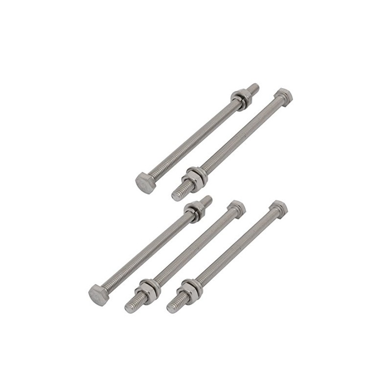 Sourcingmap 5 Set M6x100mm 316 Stainless Steel Hex Bolts w