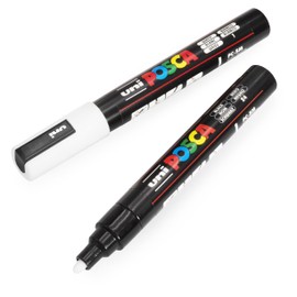 Posca Uni-Ball PC-5M Paint Marker Art Pens - 1.8-2.5mm – Black and White - Pack of 2