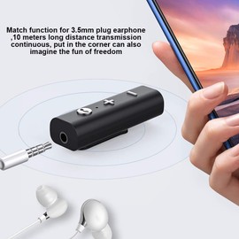 ASHATA Bluetooth 5.0 Transmitter and Receiver, 3.5mm AUX Bluetooth Wireless Audio Speaker Receiver Headsets Adapter Receiver Car Kit, Support MusicReceiving Function