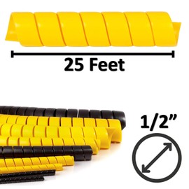 Electriduct 1/2 Inch Heavy Duty Spiral Wrap HDPE Flexible Plastic Cable Sleeve Hose Protector 25 Feet - Yellow