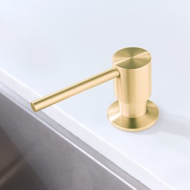 GULICA Chrome Soap Dispenser, Brass Kitchen Sink Soap Dispenser, Built in Hand Soap Dispenser Pump, Large Capacity 17OZ Bottle Brass Nozzle