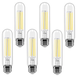 E26 LED Bulb 6W Dimmable, LED Light Bulbs Daylight 5500K E26 Edison Bulb, 700lm Equal 60 Watt AC120V 5 Inch, T10 Led Bulb Tubular for Rustic Pendant, Chandeliers, Wall sconces Pack of 6