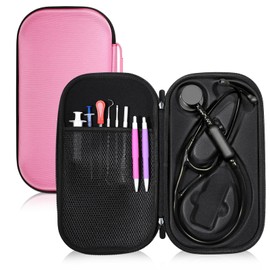 Threlaco 1 Pack Digital Stethoscope Case, 13.19 x 7.48 x 1.77 Inches Large Carrying Case Compatible with Digital or Cardiology Stethoscope(Raspberry)