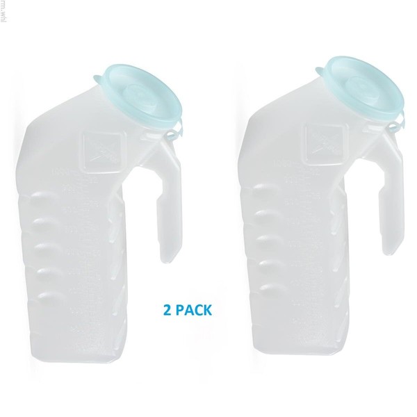 2 Medline Deluxe Male Urinal,s with Glow-in-Dark Lid 1000 mL Fast Shipping !