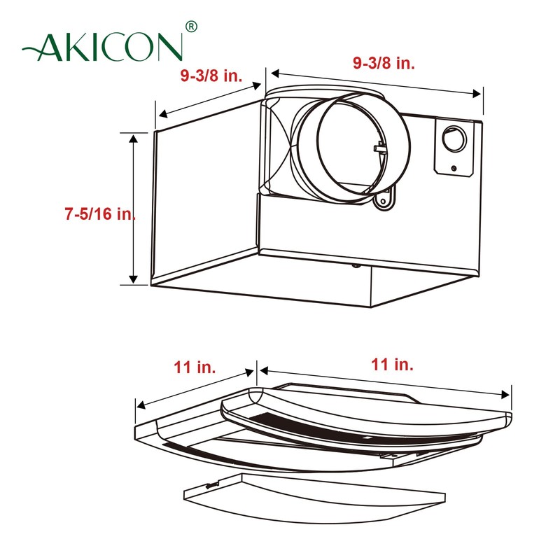 Akicon Bathroom Fan with Light Ultra Quiet 90CFM 1.5Sone Ventilation