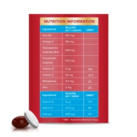 Seven Seas JointCare + Collagen, with Omega-3, Glucosamine, Chondroitin, Vitamins C, D & K, Manganese and Zinc, Food Supplements, 30-Day Pack