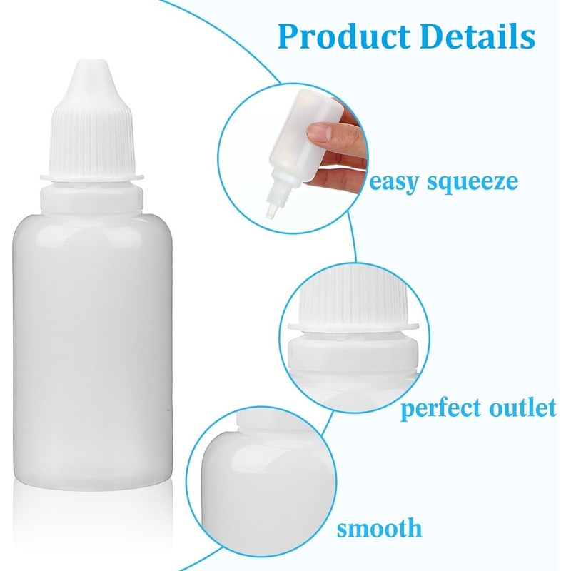 KOMUNJ 50 Pieces 20ml Dropper Bottles, White Eye Liquid Empty