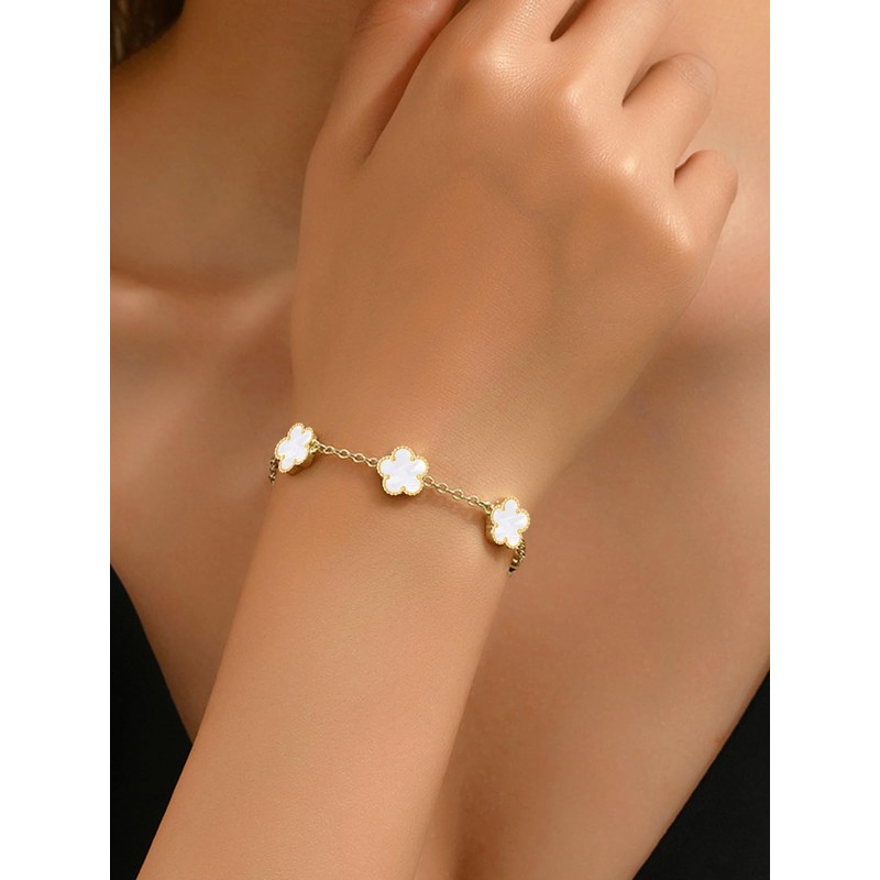 Fonyiunce Pack of 2 Four Leaf Clover Bracelet, Lucky Bracelet