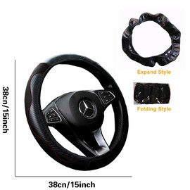 XFSRG Steering Wheel Cover Suitable for Most Cars Steering Wheel Cover 37-38 cm Non-Slip Universal Round Steering Wheel D-shape Steering Wheel Suitable