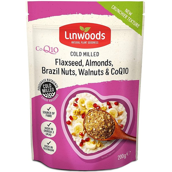 Linwoods Milled Flaxseed, Almonds, Brazil Nuts, Walnuts & Q10 200g, Source of Protein & Fibre, High in Magnesium & Selenium, High in Omega 3 (ALA)