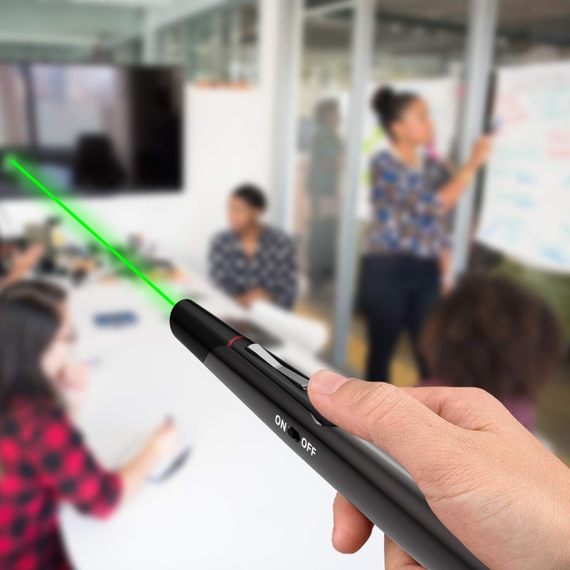 Presentation Clickers, BYEASY Wireless Presenter Remote with Green Laser Pointer,