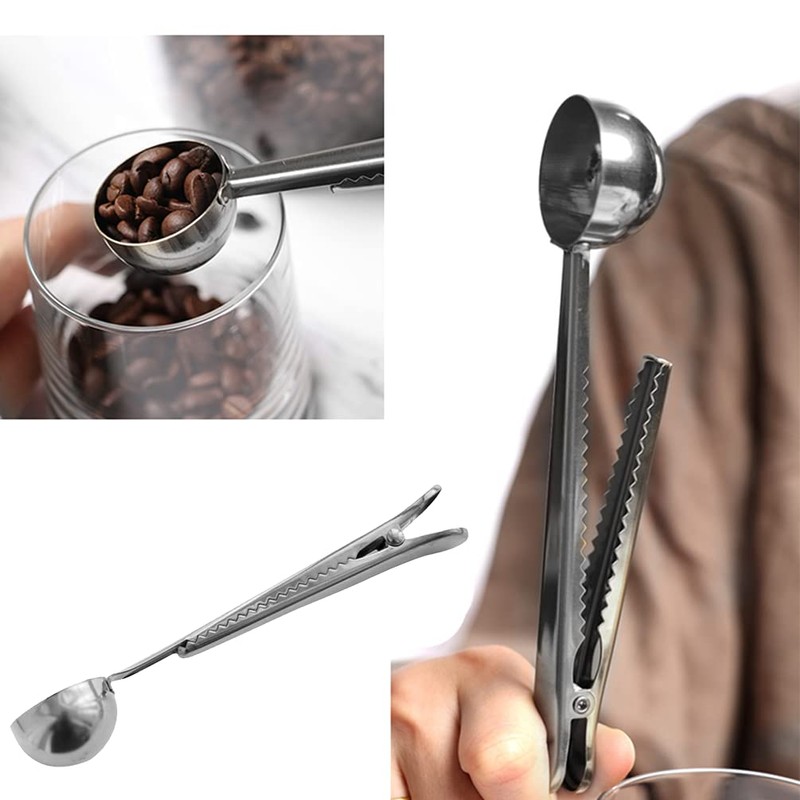 2 Pack 7Inch Coffee Scoop Measuring with Bag Sealing Clip