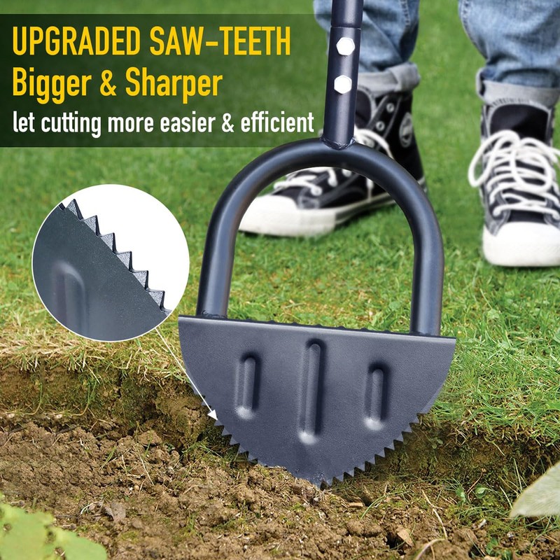 Colwelt Saw-Tooth Edger Lawn Tool, Half Moon Lawn Edger with