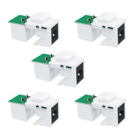 DIYTECH DC Keystone Jack, Power, 12v, 5.5mm x 2.1mm Connector for Keystone Wall Plate (5-Pack Screw Terminal)