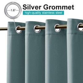 NICETOWN Greyish Blue Blackout Outdoor Curtains for Patio Waterproof, Rustproof Grommet Indoor Outdoor Drapes Thermal Window Treatments Cold & Heat Blocking for Arbor, W52 x L95, 1 Panel
