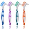 Denture Brush Hard Double Sided Multi-Layered Bristles Ergonomic Rubber Anti-Slip