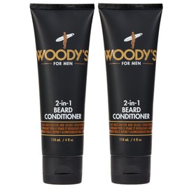 Woody's 2-in-1 Men Beard Conditioner, Beard Wash, Moisturize, Softens & Conditions Dry Flaky Beards, Enriched With Botanical Extracts and Essential Oils - 4 Fl Oz, 2 Pack