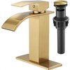 HOIGY Gold Bathroom Faucet Waterfall, Brass Bathroom Faucets Single Hole