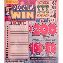 Pick em Win $200 Bingo Pull Tab Game, Seal Card