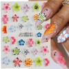 4 Blätter farbenfrohe 3D Blumen-Nagel-Sticker, selbstklebend, Nagelkunst-Design-Zubehör, hohe Qualität