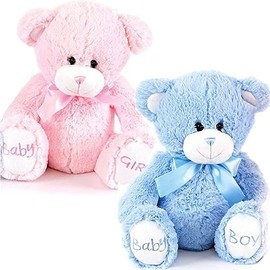 8" BABY BOY GIRL BIRTH NEW BORN COSY PLUSH TOY SOFT KIDS CUDDLY TEDDY BEAR GIFT (BLUE BOY)
