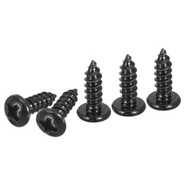 DTGN #6x3/8 Black Screws - 50Pack - 304 Stainless Steel Pan Head Phillips Sheet Metal Screw Self-Tapping Screw Wood Screws Screw