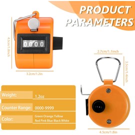4 Pack Clicker Counter Handheld,Handheld Tally Counter 4 Digit Mechanical Palm Clicker Counter,Round Base Mechanical Palm Click Counter,Event Manual Counting Score with Metal Finger Ring