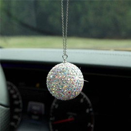 bling crystal ball rear view mirror,Bling car Rearview Mirror Crystal Lucky Ball Pendant,Goddess favorite Car Crystal Ball Pendant (AB COLOR)