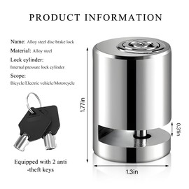 ZNDAW Motorcycle Disc Brake Lock, Motorbike Safety Anti-Theft Wheel Disk Lock with Two Keys, Mini Alloy Brake Disc Locks for Motorcycle Electromobile Road Cycle Bicycle Security