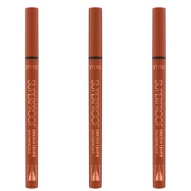 Catrice Superproof Brush Liner Waterproof, Eyeliner, No. 020, Brown, long-lasting, express results, vegan, waterproof, no microplastic particles, pack of 3 (3x0.45ml)