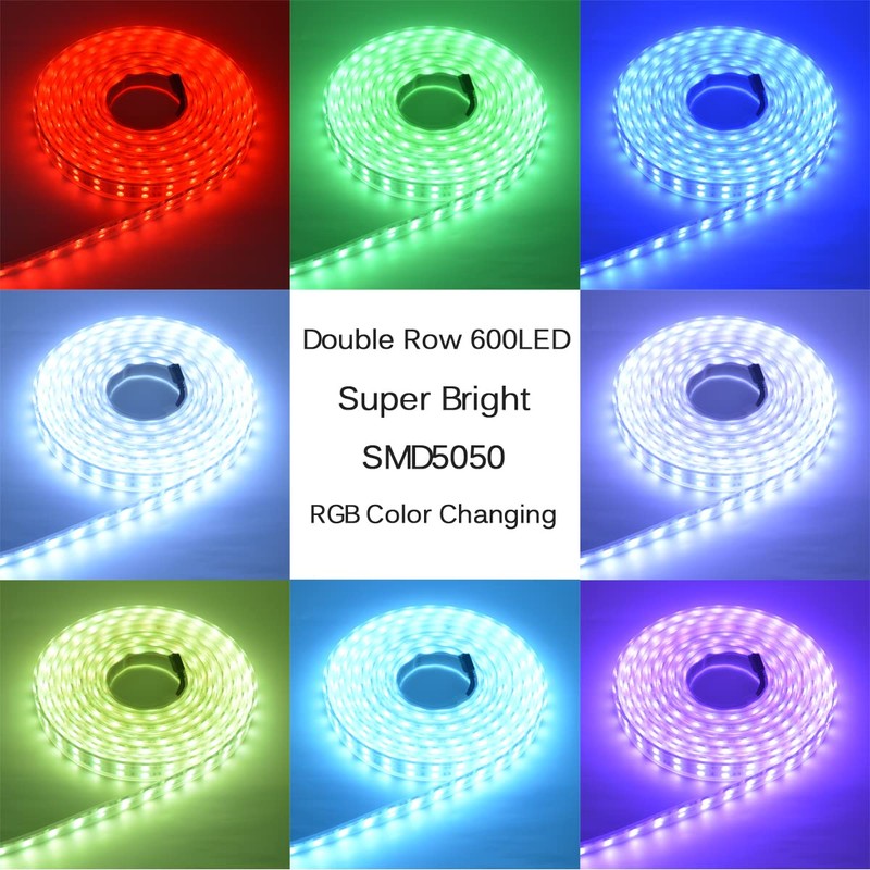 Super Bright 12V Double Row 600LED LED Strip Light, IP67