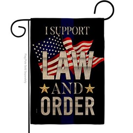 Support Law and Order Burlap Garden Flag Patriotic President Democrat Republican Tea Party United State American Election Small Gift Yard House Banner Double-Sided Made in USA 13 X 18.5