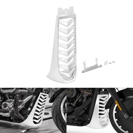 HCmotorku Motorcycle Front Chin Fairing Spoiler Lower Radiator Cover Fit for Harley Softail Street Bob Fat Bob Breakout FXBB FXFB FXBR FXBRS 2018-2024 (Chrome)