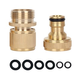 YAAVAAW Brass Garden Hose Tap Connector - 3/4" Hose Female Threaded Tap Connector & Hose Male Quick Connector Adapter,Brass Connector Fittings,Garden Irrigation Accessories Car Wash Pipe Fittings