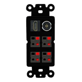 RiteAV 4 Speaker 1 Toslink HDMI Wall Plate - Rocker [Black/Black]