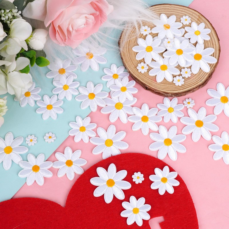 40Pcs Daisy Patches, 4 Sizes Daisy Flower Patches Iron on
