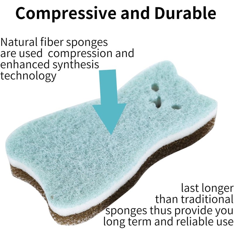 Cat Shaped Kitchen Sponges, Scratch-Resistant, Durable, Scouring Pad for Dishes,