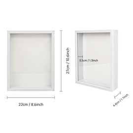 YHNDECO 3D Picture Frame 27 x 22 cm Deep Wooden Object Frame for 3D Filling Picture Frame Deep Box with Acrylic Plate for Wall Hanging or Desktop Family Memory Gifts