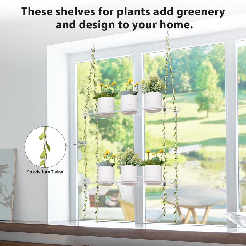 Sumerflos Acrylic Window Boxes Window Plant Shelves 2 Tier -