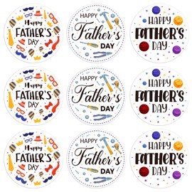 DISJOURNEY 36pcs Happy Fathers Day Stickers Labels 1.5" Father's Day Gift Tags Stickers Father's Day Labels Stickers for Envelope Seals Boxes Cards Party Favor Decorations