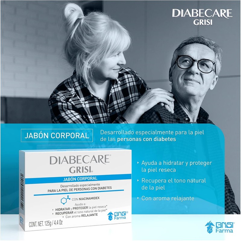 Grisi - Diabecare, Jabón Corporal para Piel Diabética, Niacinamidex, 125