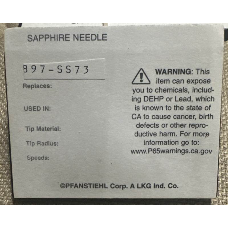 Pfanstiehl 897-SS73 NEEDLE STYLUS for Zenith S-68567 S68566 142-150 151